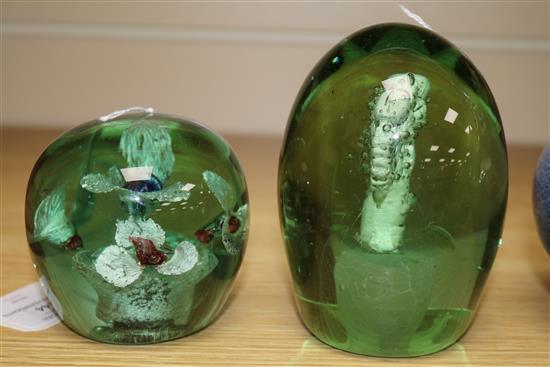 A Kilner two colour dump paperweight and a sulphide dump paperweight